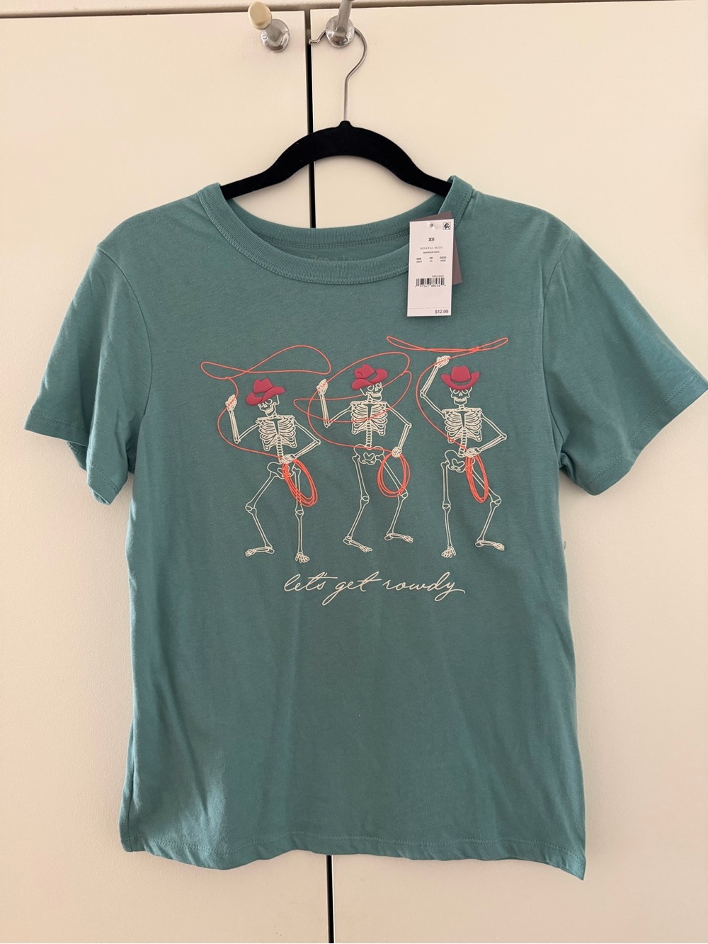 NWT XS Zoe + Liv “Let’s Get Rowdy” Skeleton Cowboy Graphic Tee